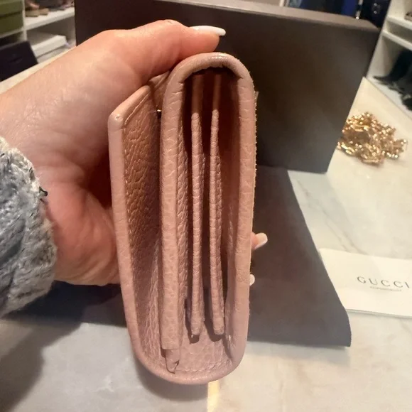 Gucci GG Marmont Gold Butterfly w/crystals wallet Pink (Rare) Like New box dust - Picture 12 of 15